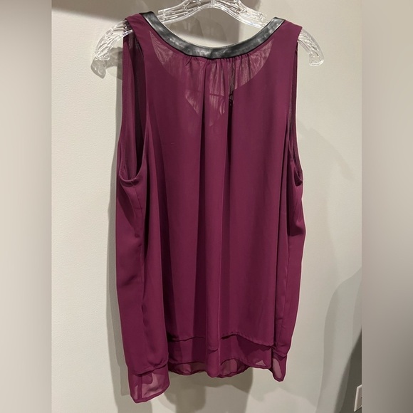 Bisou Bisou Women’s Flowy Purple Halter Faux Leather Neck Tie Back Tank Size L - Picture 1 of 11